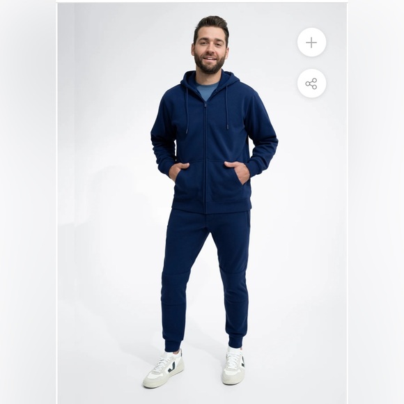 Swet Tailor Stretch Fleece Zip Hoodie Admiral Blue Size Large NWT - Picture 2 of 4